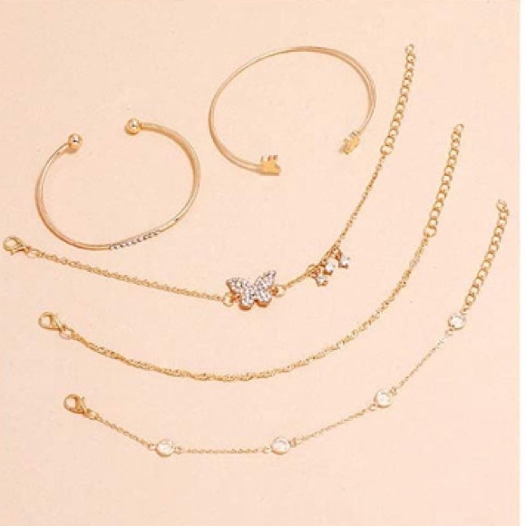 New 5pc Butterfly Themed Bracelet Set - Picture 3 of 4